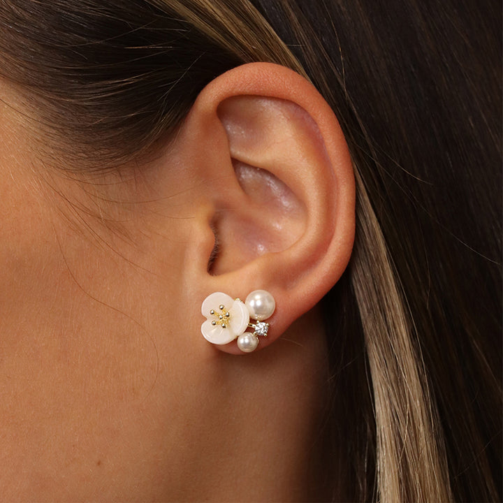 Pretty Flowers | Pearl & Crystal Stud Earrings | Mini Gift | Cracker Filler
