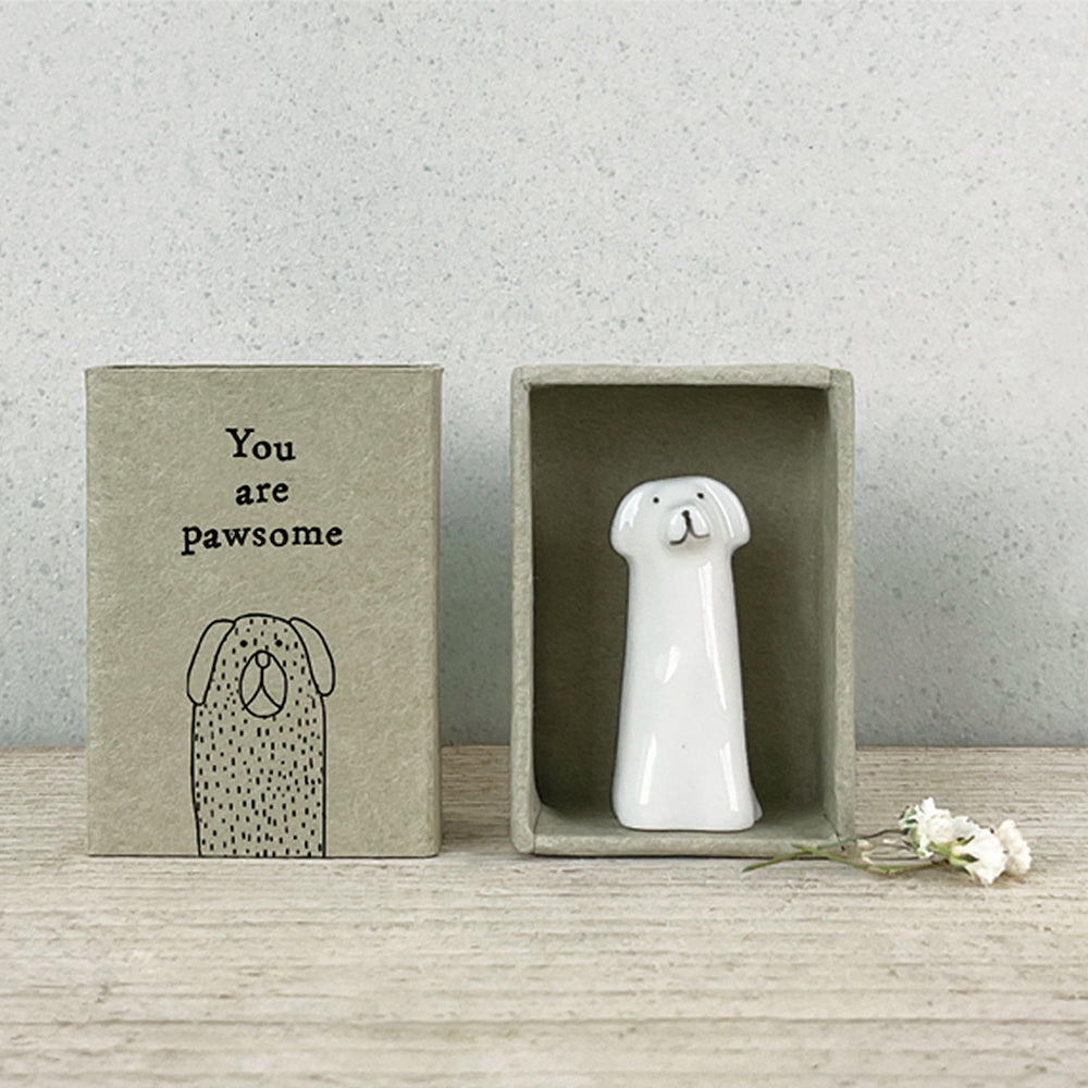 You are Pawsome | Porcelain Dog in a Matchbox | Cracker Filler | Little Gift