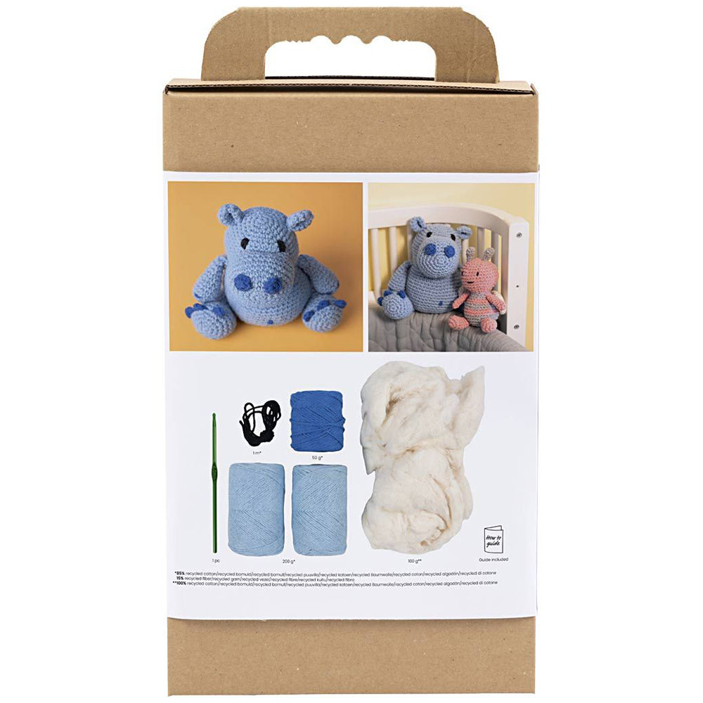 Amigurumi Complete Craft Kit | Blue Hippo | Japanese Crochet | Large 23cm