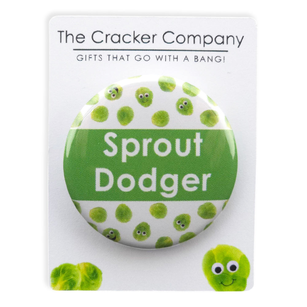 Sprout Dodger | 38mm Button Pin Badge | Mini Gift | Cracker Filler