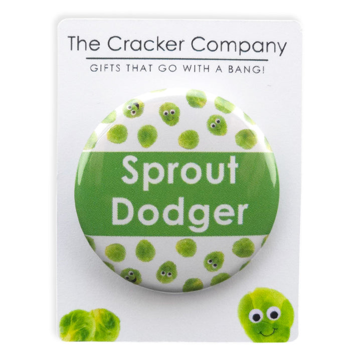 Sprout Dodger | 38mm Button Pin Badge | Mini Gift | Cracker Filler