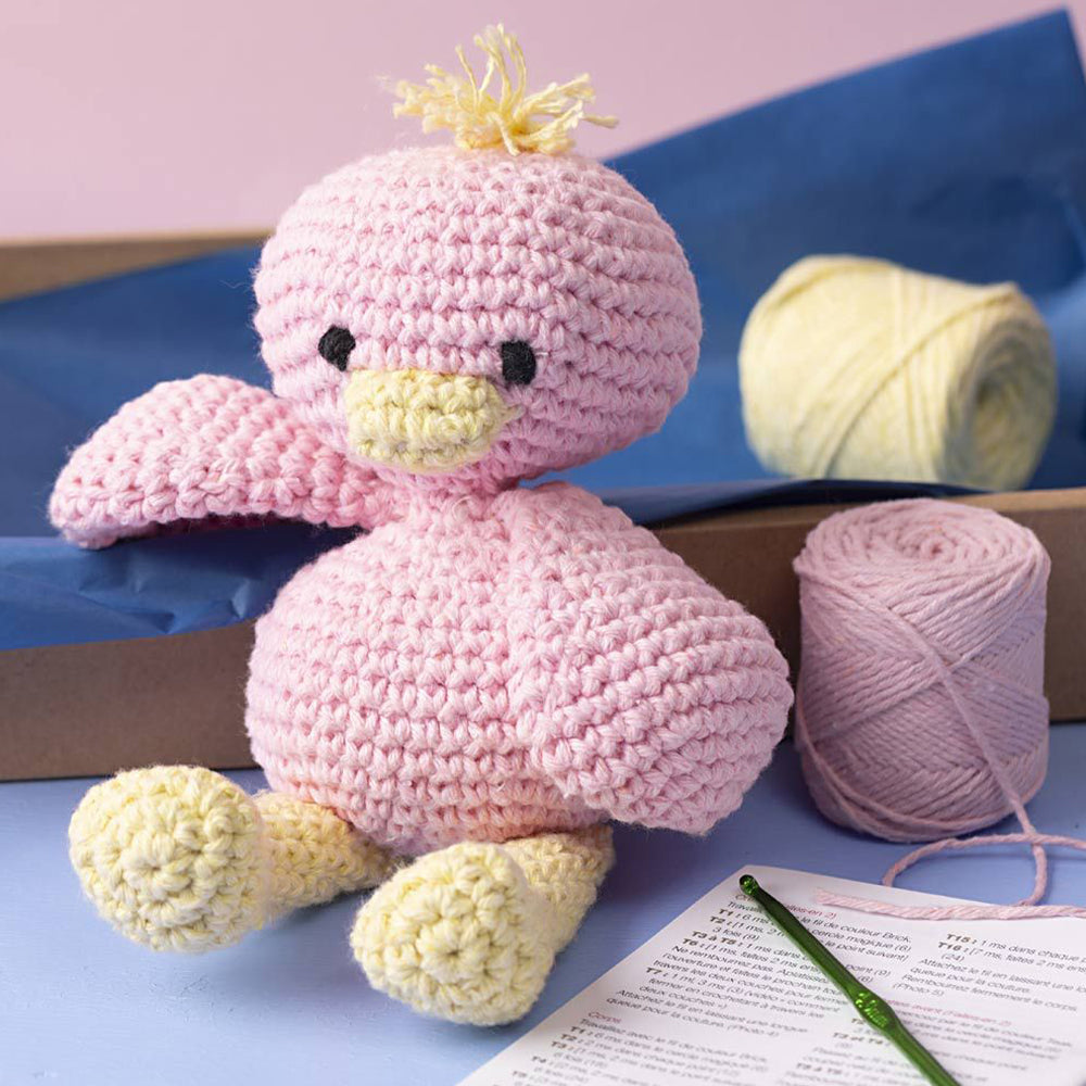 Amigurumi Complete Craft Kit | Pink Duckling | Japanese Crochet | Large 21cm