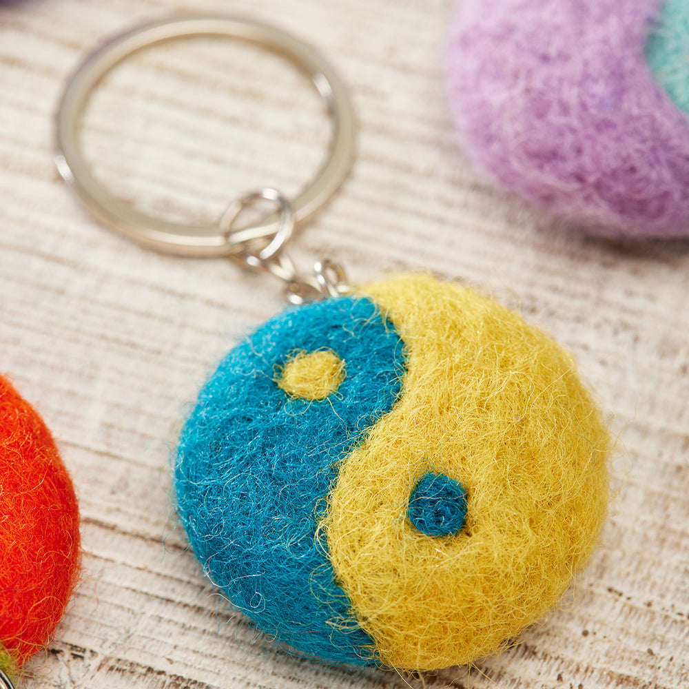 Yin Yang Felt Keyring | Fair Trade | Single | Mini Gift | Cracker Filler