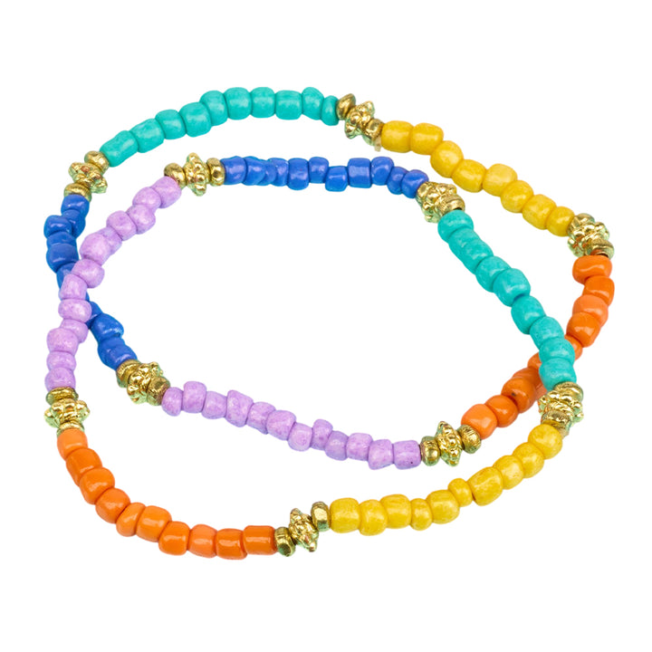 Pretty Beaded Bracelets | Set of 4 | Fair Trade | Mini Gift | Cracker Filler