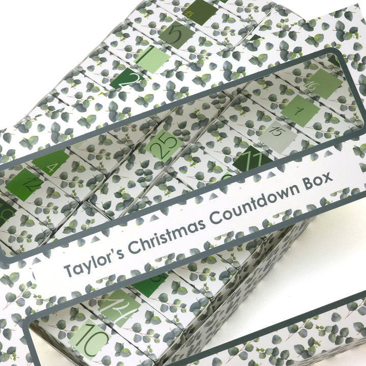 Personalised Advent Calendar Kit | 25 Soap Boxes & Outer Box | Watercolour Eucalyptus