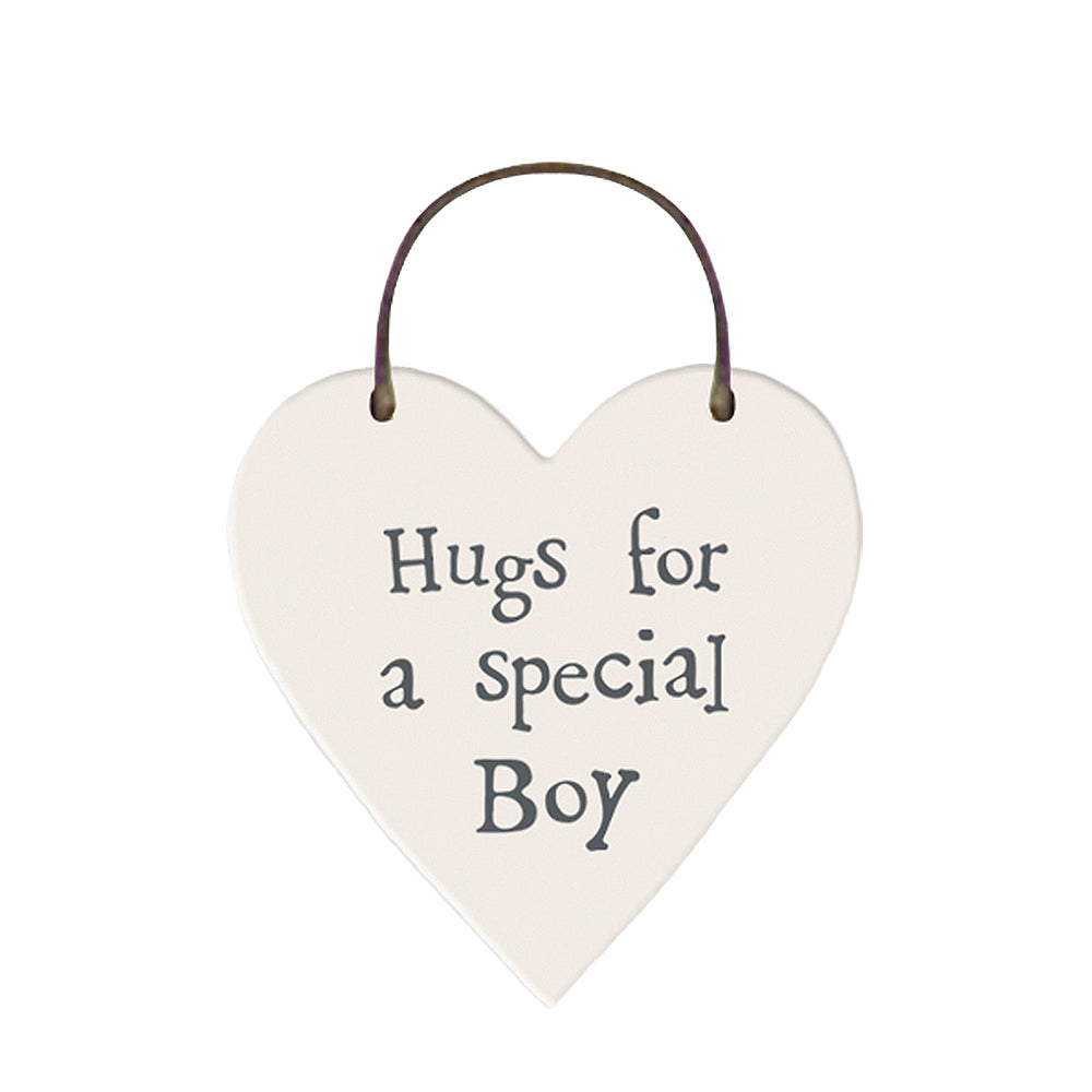 Hugs For A Special Boy Mini Wooden Hanging Heart | Cracker Filler Gift