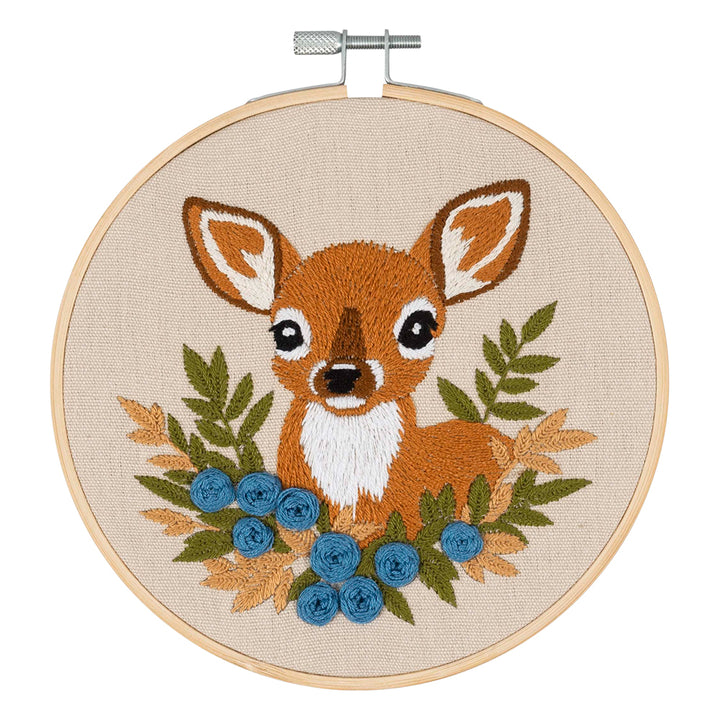 Pretty Deer | Complete Embroidery Kit with Hoop | 15cm Wide