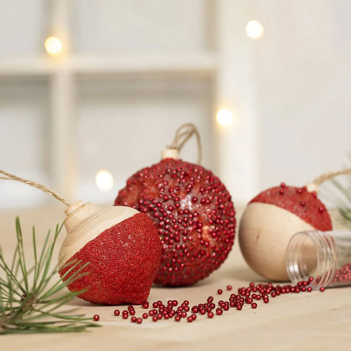 Selection of 72 Wooden Tree Decorations for Decorating