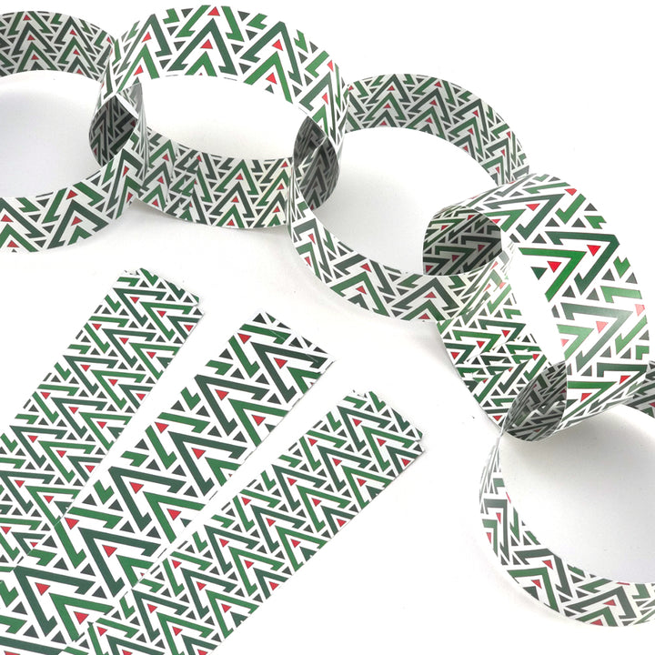 30 Reusable Christmas Paper Chains | Geometric Christmas | No Glue Needed | 2.5m