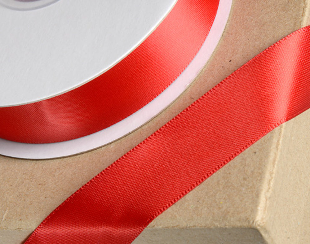 25m Red 6mm Wide Satin Ribbon for Crafts