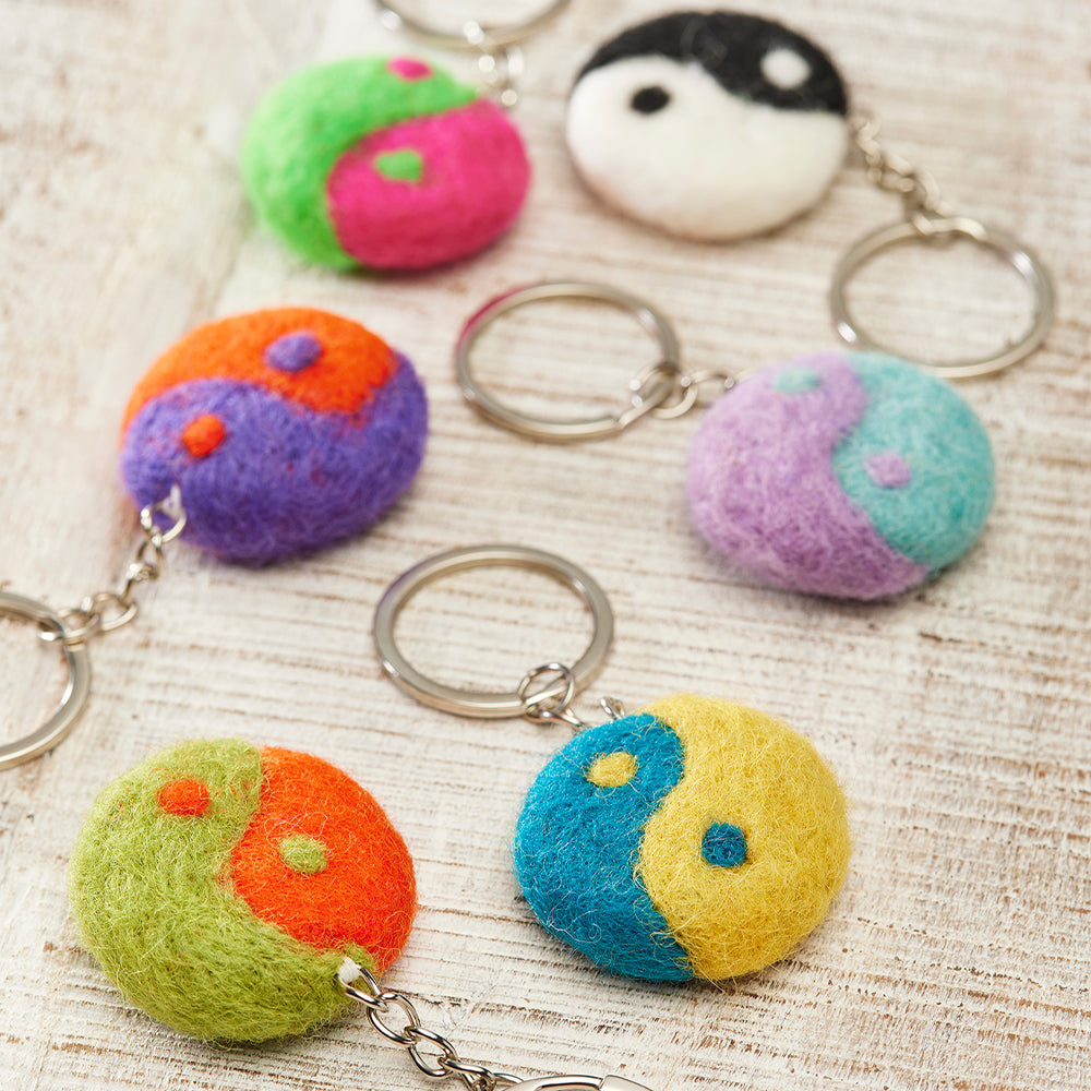 Yin Yang Felt Keyring | Fair Trade | Single | Mini Gift | Cracker Filler