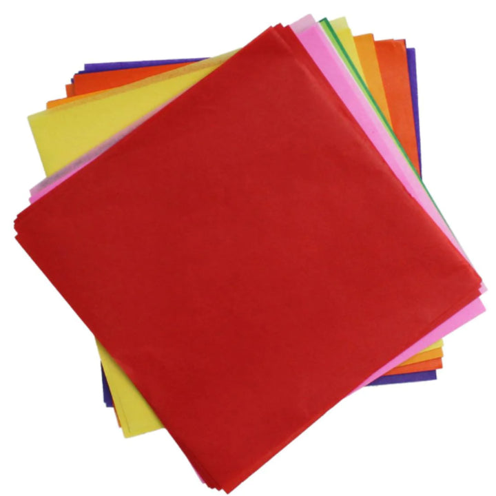 480 Assorted Colours Tissue Paper Squares for Kids Crafts - Choice of Sizes