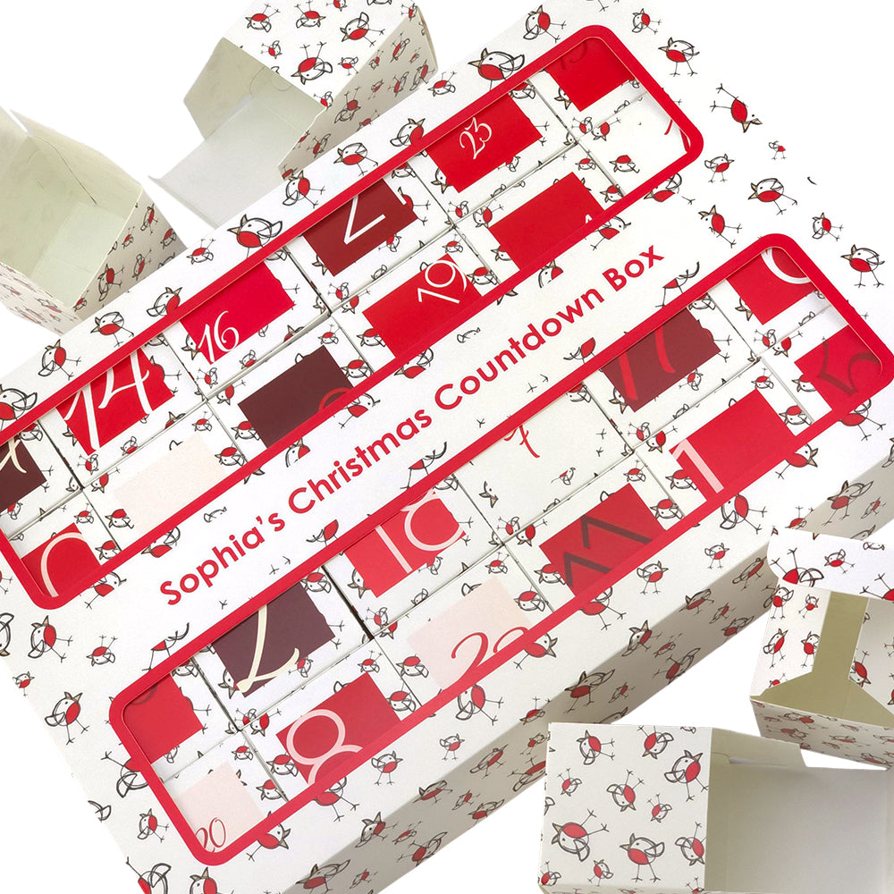 Personalised Advent Calendar Kit | 24 Cubes & Outer Box | Chirpy Robin