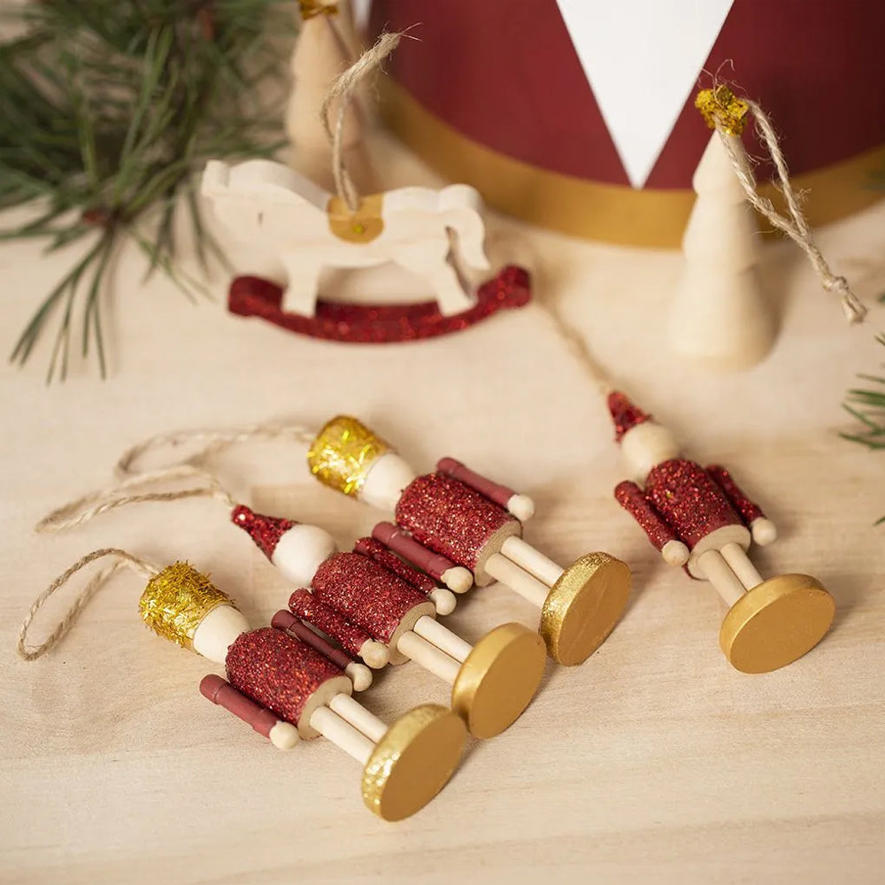 Selection of 72 Wooden Tree Decorations for Decorating