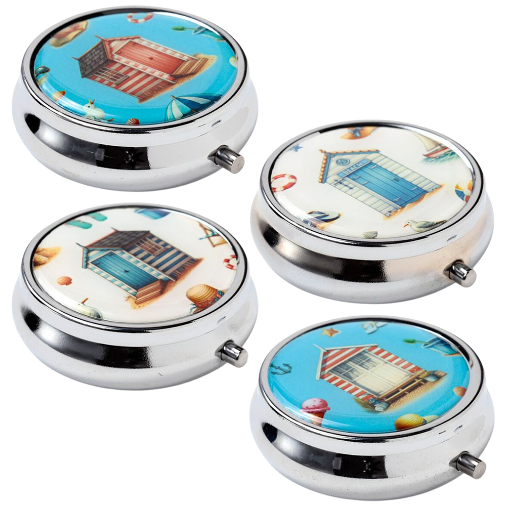 Beach Hut Design | Metal Pill Box | Single | Little Gift | Cracker Filler