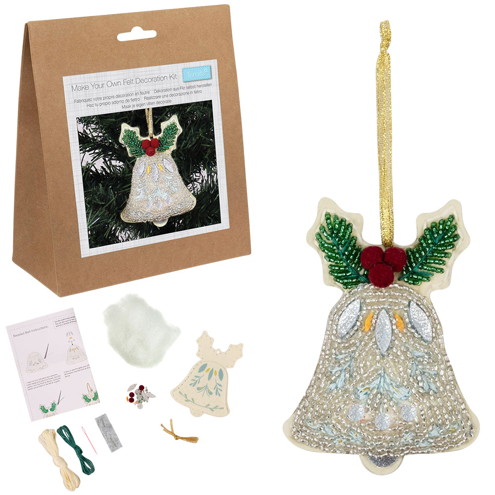 Christmas Bell | Felt & Bead Sewing Kit | Hanging Ornament | Craft Kit