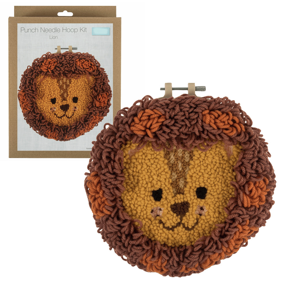 Lion | Punch Neeedle Hoop Set | Complete Craft Kit | Ideal Gift