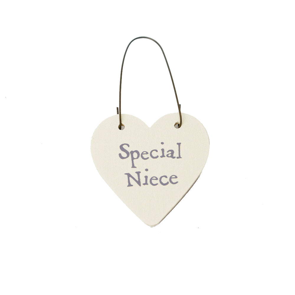 Special Niece - Mini Wooden Hanging Heart - Cracker Filler Gift