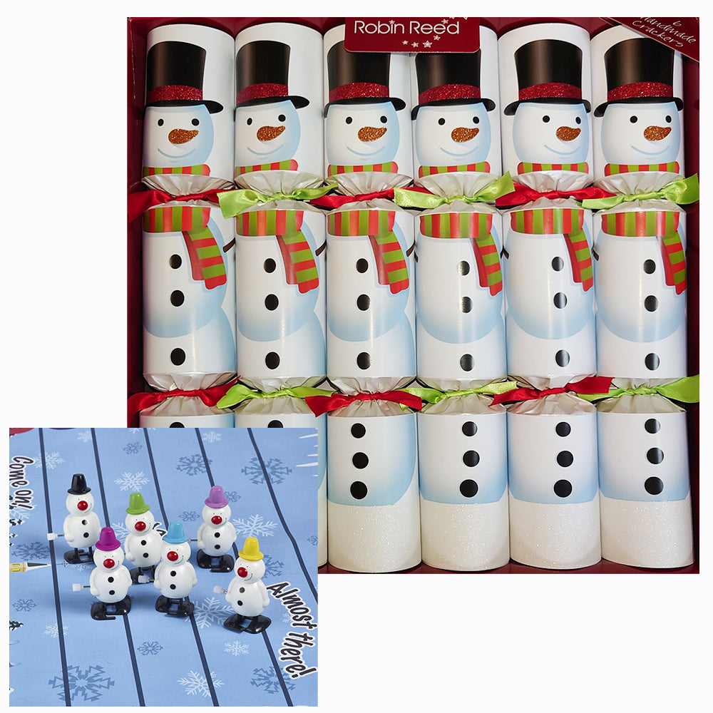 Racing Snowmen | 6 Handmade Crackers | Christmas Fun | Ready Made