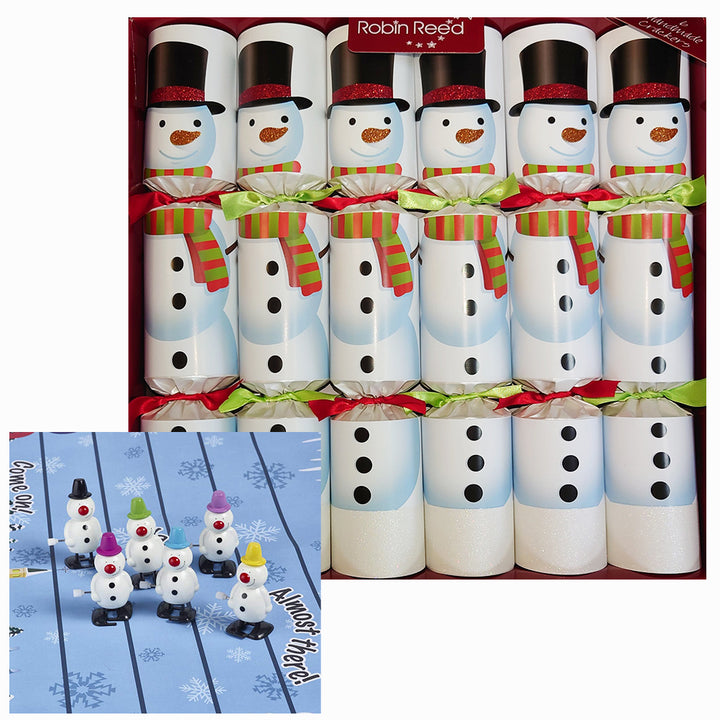 Racing Snowmen | 6 Handmade Crackers | Christmas Fun | Ready Made
