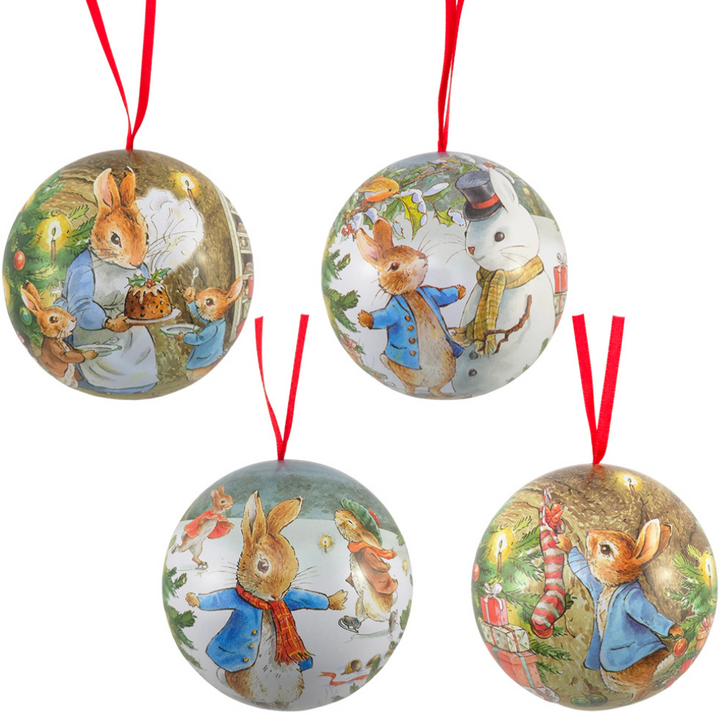 Peter Rabbit at Christmas | Fillable Tinware Spherical Baubles Collection | 7cm