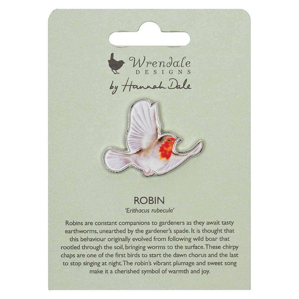 Robin in Flight | Pin Badge for Ladies | Wrendale | Mini Gift | Cracker Filler
