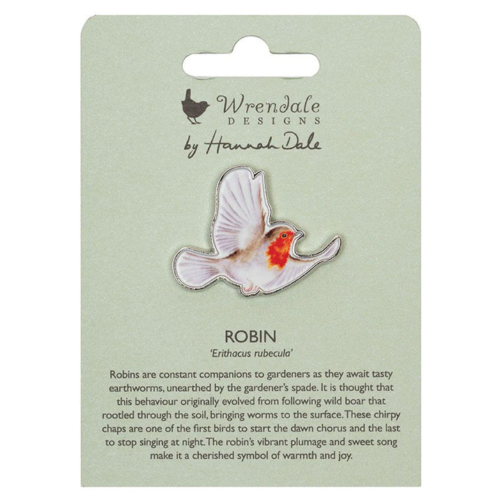 Robin in Flight | Pin Badge for Ladies | Wrendale | Mini Gift | Cracker Filler
