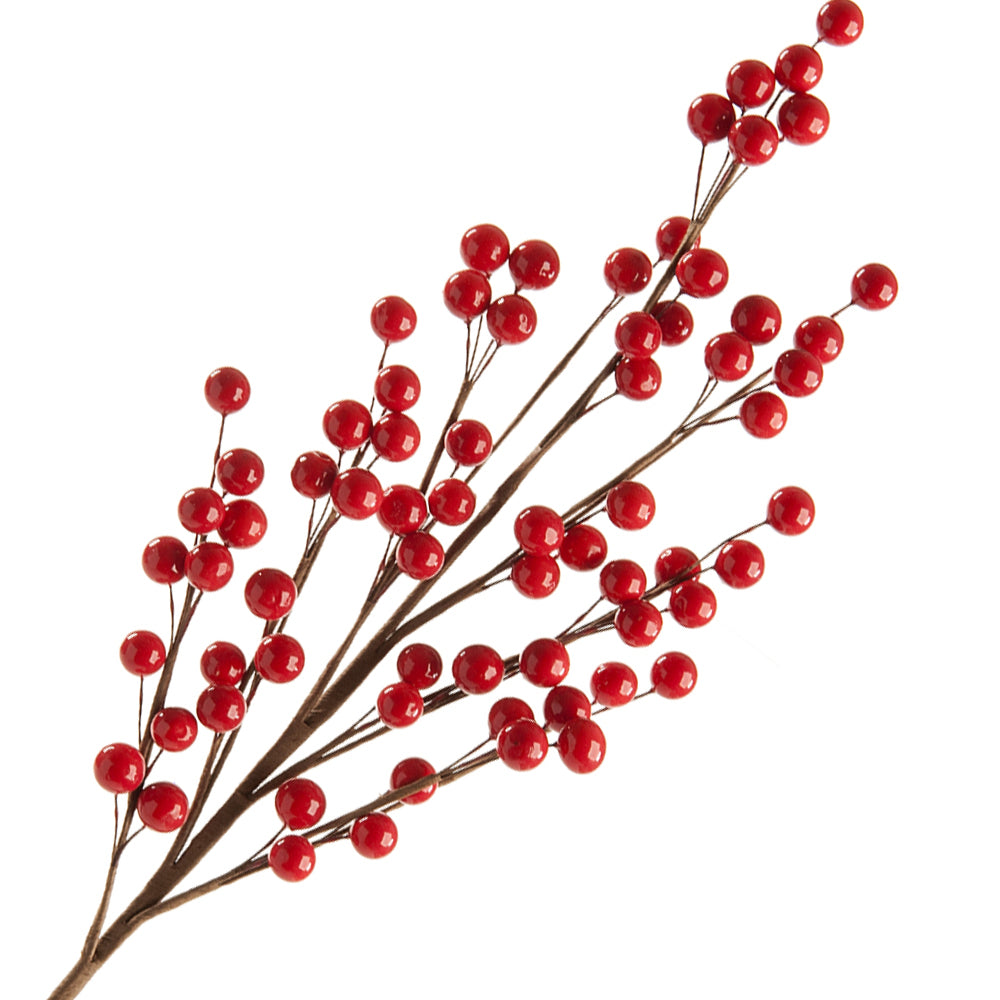 56cm Artificial Christmas Berry Pick Spray for Floristry Crafts - Bright Red