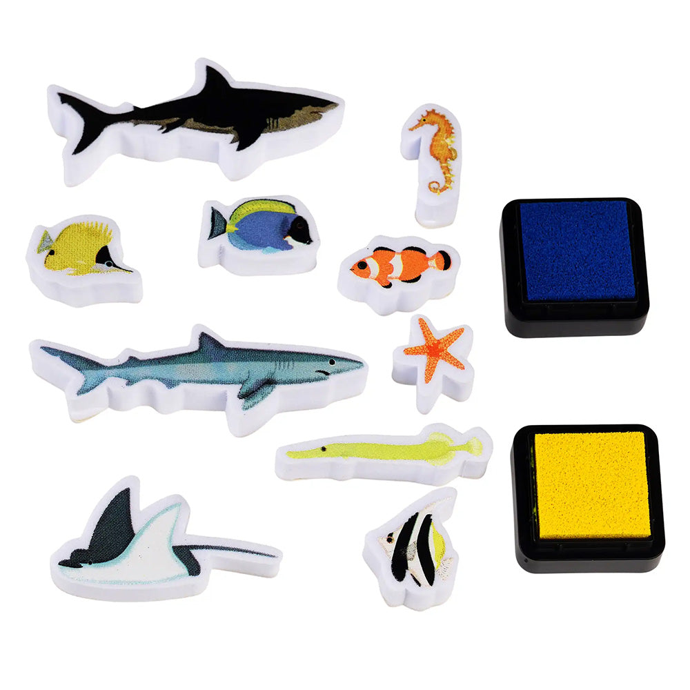 Ocean Animals | Mini Stamps & Inks for Kids | Art & Craft Gift Activity