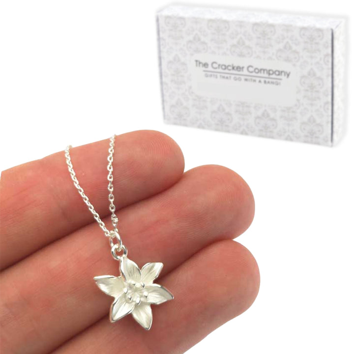 Petit Lily Flower | Pendant on Chain | Pearl White | Mini Gift | Cracker Filler