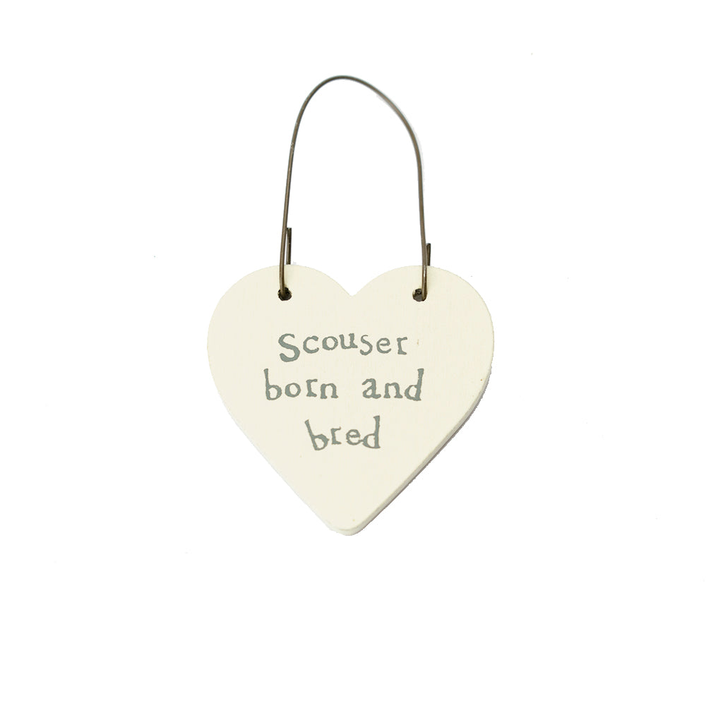 Scouser Born & Bred - Mini Wooden Hanging Heart - Cracker Filler Gift