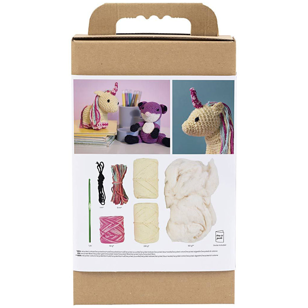 Amigurumi Complete Craft Kit | Rainbow Unicorn | Japanese Crochet | Large 18cm