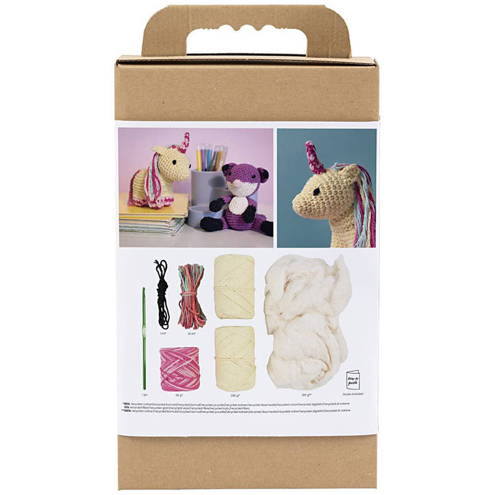 Amigurumi Complete Craft Kit | Rainbow Unicorn | Japanese Crochet | Large 18cm