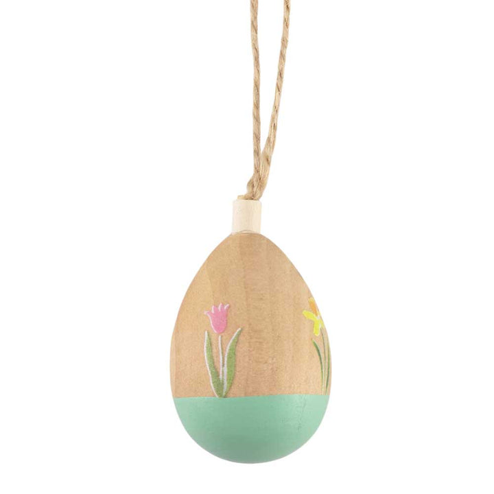 Pretty Floral Wooden Egg | Easter Tree Decoration | 5cm Tall | Gisela Graham