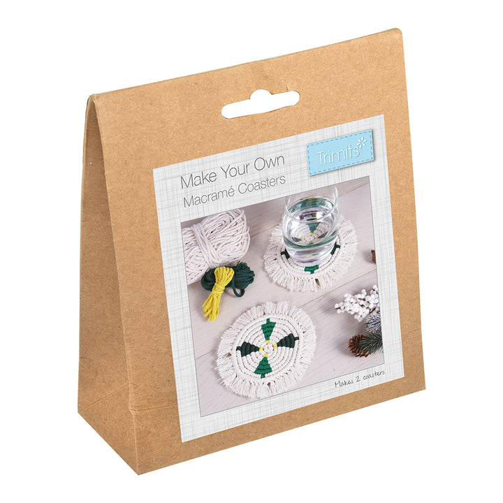 Christmas Tree Coasters | Makes 2 | Macrame Craft Kit