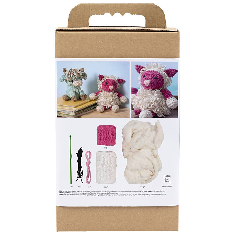Amigurumi Complete Craft Kit | Pink Shaggy Sheep | Japanese Crochet | Large 24cm