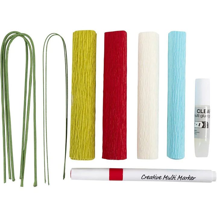 Pretty Flowers | Crepe Paper Flower Mini Craft Kit | Makes 5 Stems
