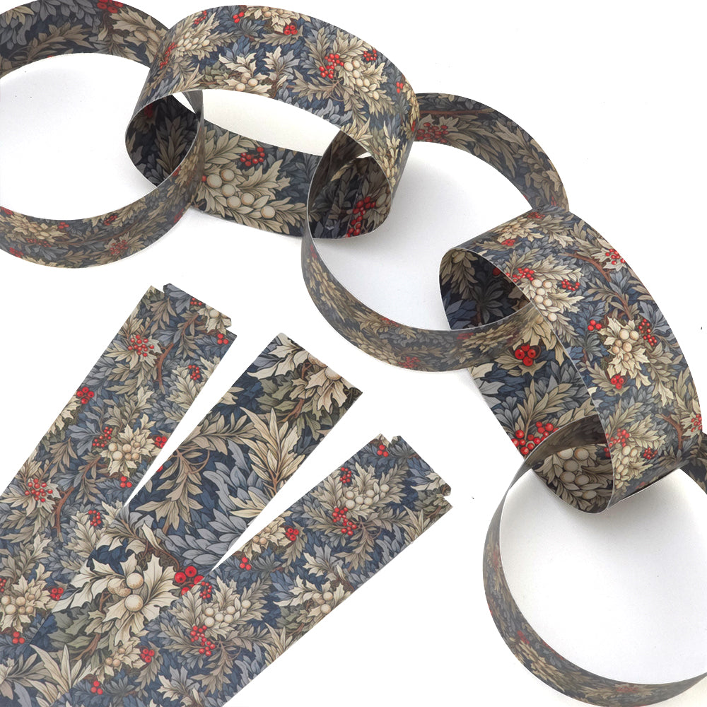 30 Reusable Christmas Paper Chains | Snowberries | No Glue Needed | 2.5m