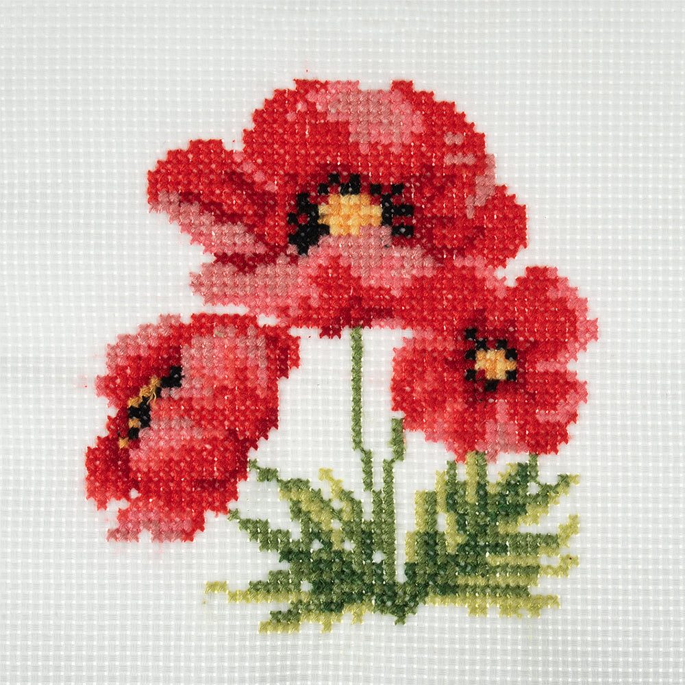 Poppies | Mini Counted Cross Stitch Kit | 13cm