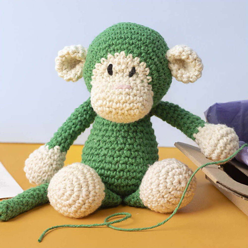 Amigurumi Complete Kit | Bright Green Monkey | Japanese Crochet | 22cm Long