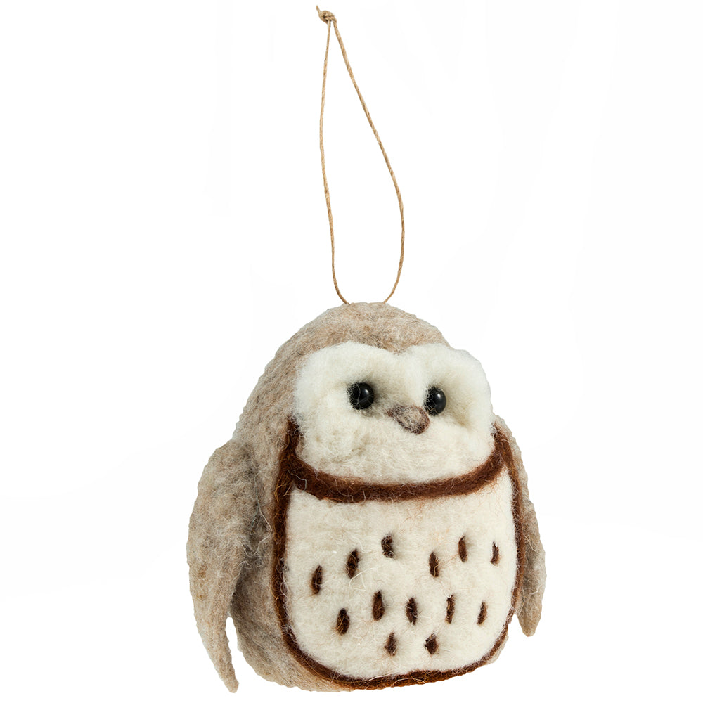 Fluffy Owl | Needle Felting Craft Owl | Hanging Decoration