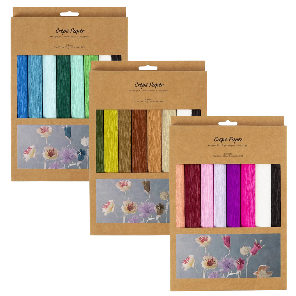 Assorted Mixes | 8 Rolls | Crepe for Paper Flower Making Crafts | 25 x 60cm