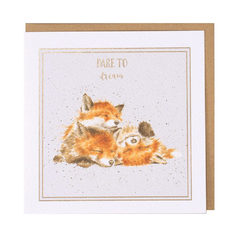 Dare to Dream Fox Cubs | Blank Card | 12x12cm | Wrendale Designs