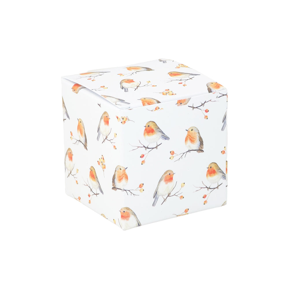 Watercolour Robins | Little Gift Box | 5cm Cube | Single or 6 Boxes