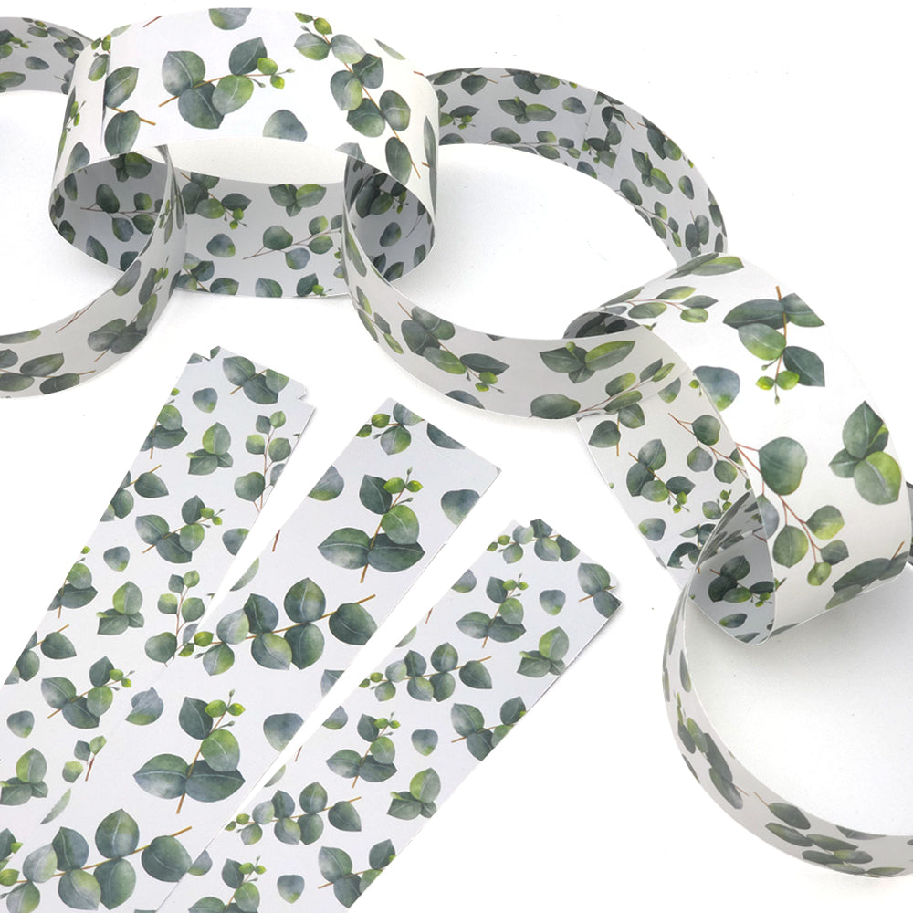 30 Reusable Christmas Paper Chains | Watercolour Eucalyptus | No Glue | 2.5m