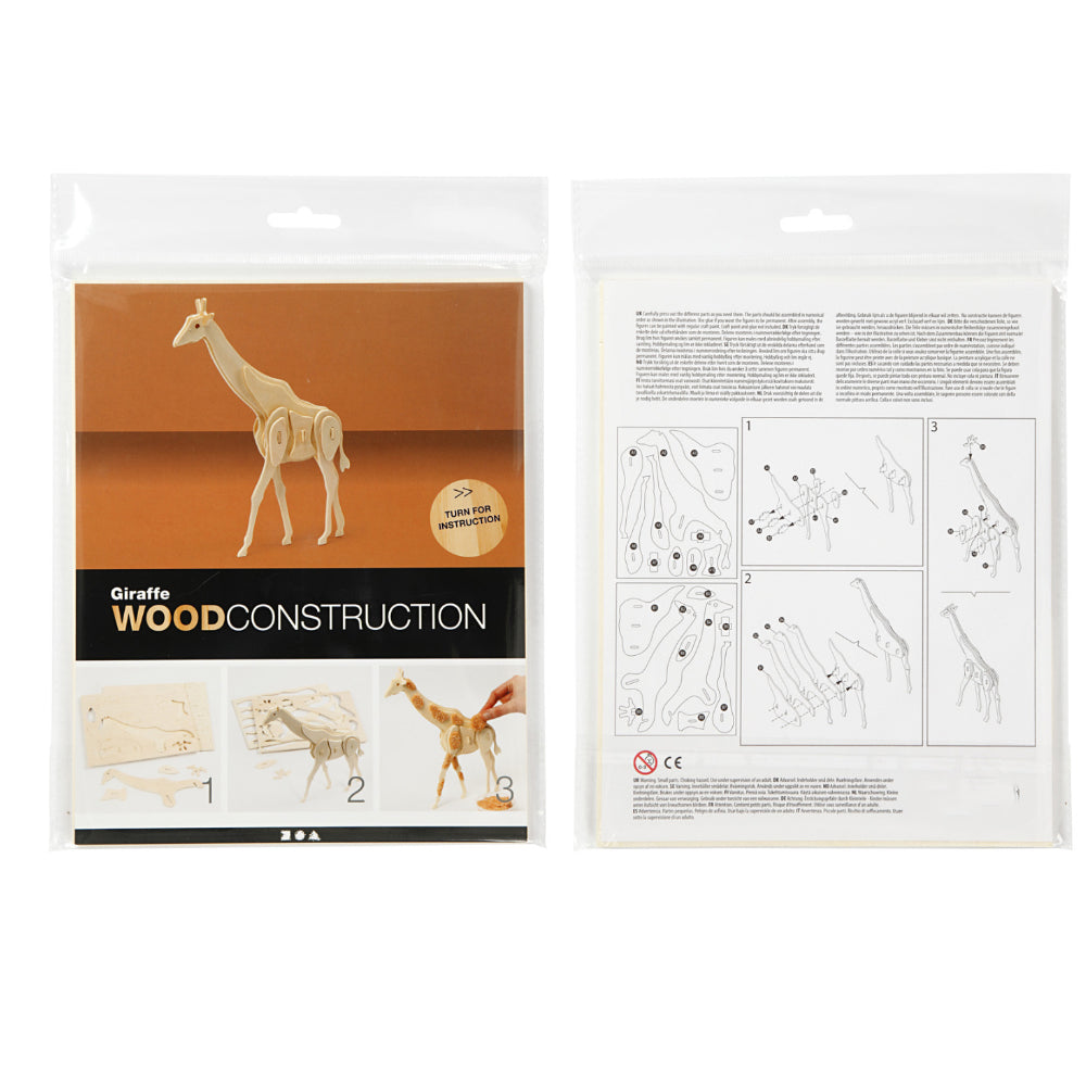 Childrens 3D Wooden Giraffe 18.5cm Self Assembly Craft Kit