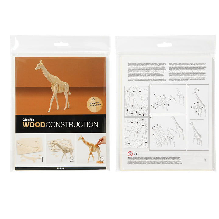 Childrens 3D Wooden Giraffe 18.5cm Self Assembly Craft Kit
