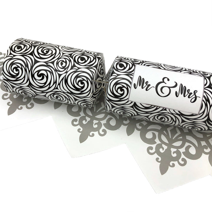 6 Mr & Mrs Black Rose Wedding Cracker Making Craft Kit | Make and Fill Your Own