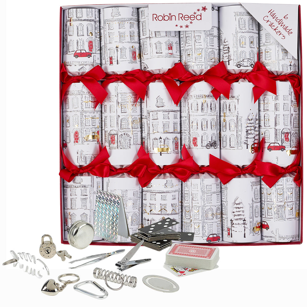 6 Christmas in the Town Design Crackers | With Plastic Free Gifts | Ready Made