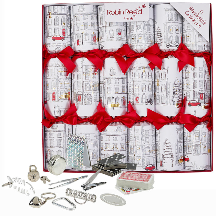 6 Christmas in the Town Design Crackers | With Plastic Free Gifts | Ready Made